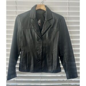 Tiboa Women's Black Genuine Short Leather Bomber-style Jacket Size Small